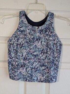 Athleta Girls Blue Marble-Print Cropped Tank Size XL